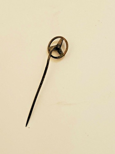 VINTAGE ANTIQUE COLLECTABLE SILVER WWII MERCEDES BENZ LOGO STICK HAT LAPEL PIN - Picture 5 of 9