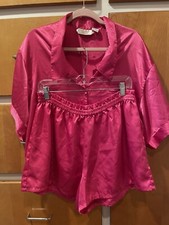 Vintage Victoria's Secret Gold Label Satin Pajama Set Shorts Medium Pink