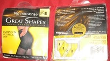2 PAIR - NO NONSENSE GREAT SHAPES BLACK SIZE B SHEER TOE CONTROL TOP SHAPING PH