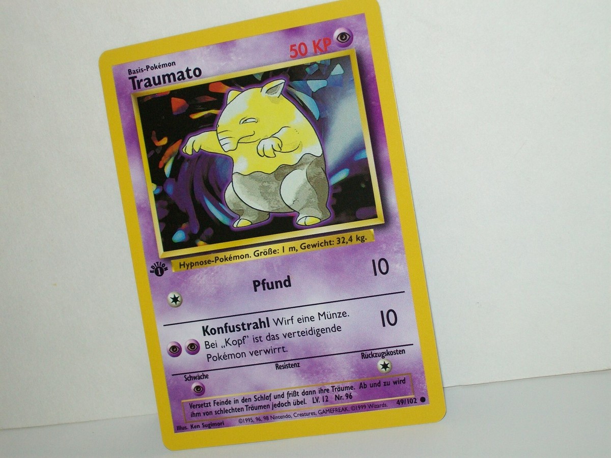Traumato Drowzee German Pokemon Card 1st Edition Base Set 49/102