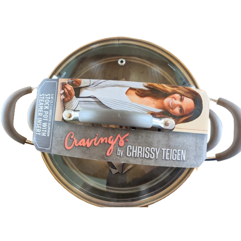 Cravings Stock Pot with Steamer Insert 6 quart (5.7 Liter) NonStick