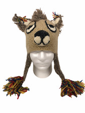 Men's Knit Peruvian Trading Company Winter Llama Animal Hat Tassels Peru Alpaca