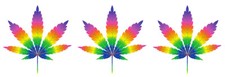 SET OF 3 RAINBOW MARIJUANA LEAF VINYL DECALS CHOOSE YOUR SIZE 