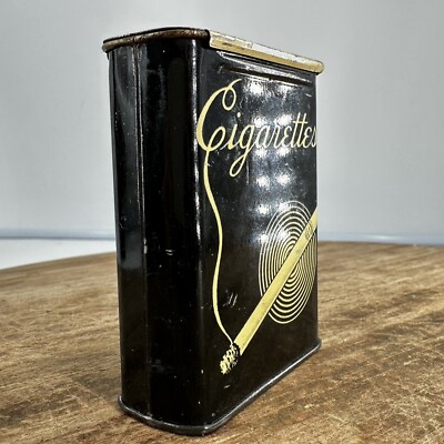 1930 can of cigarettes 1930's-40's Art Deco “Cigarettes” Tins 3 Inch Tall Continental Can Company  Litho