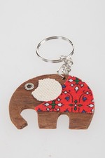 Elephant Handmade fabric keyring ideas Wooden animal charm cute keychain gifts