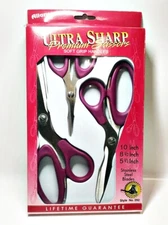 Allary #292 3 Pcs of Ultra Sharp Premium Scissors Soft Grip Handles, Purple