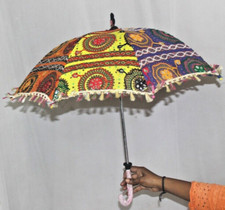 Antique Iron  Canvas Handmade Umbrella Multicolour Usable  Collectible