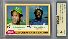 1981 Topps Rickey Henderson Stolen Base Leaders #4 Graded FCGS 9 MINT