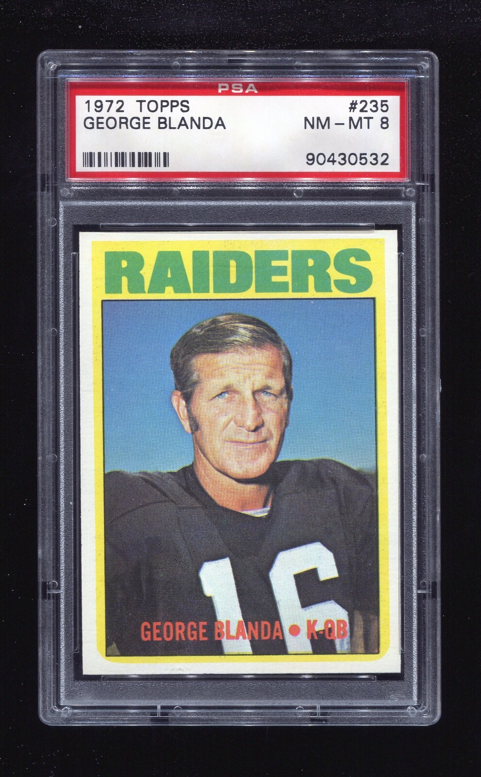 1972 Topps George Blanda #235 PSA 8 NM-MT HOF Oakland Raiders