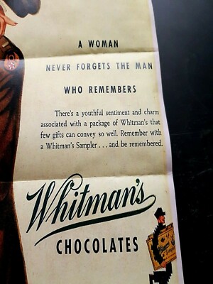 1942 WW2 AMERICA WHITMAN'S CHOCOLATE COUPLE WOMEN LADY WAR