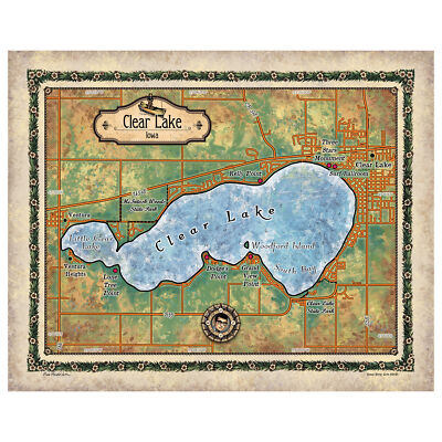 Iowa Clear Lake Custom Map Art Print Poster Vintage Artwork Wall Home Decor Gift