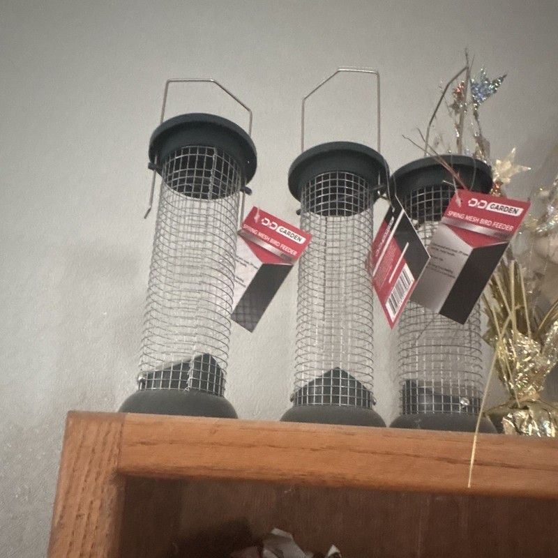 CJ GARDEN Hanging Metal Mesh Seed Bird Feeder, 2 Stations, Easy Refill, Black