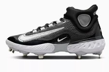 Size 9 Nike Alpha Huarache Elite 4 Mid Black White Baseball Cleats DJ6520-011