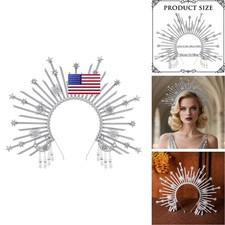 COSUCOS Sunburst Spike Halo Crown, Moon Star Greek Goddess Silver Headband