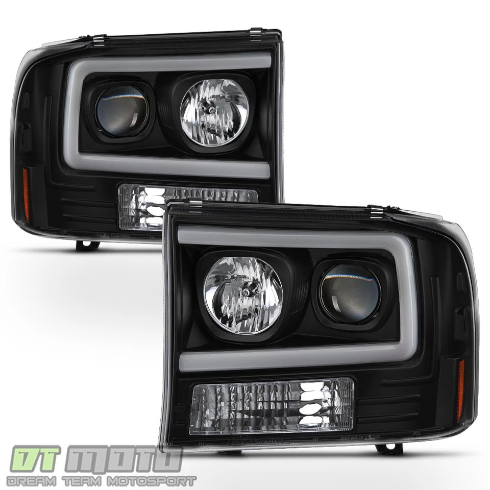NUEVO Negro 1999-2004 Ford F250 F350 F450 Super Duty Tubo LED Proyector Faros Foto 2 de 4