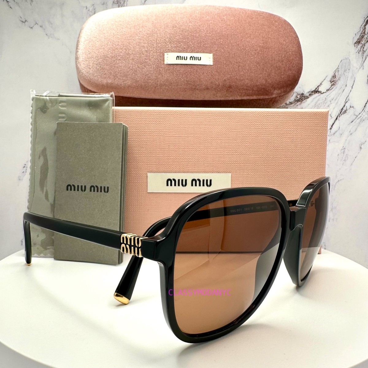 MIU MIU Regard Sunglasses New 2026 Black Oversized MU B01S  display picture 2