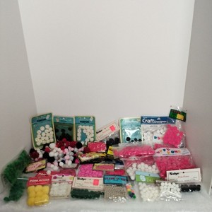 Large Mixed Lot of Vintage Modern Craft Pom Poms Variety Sizes & Colors