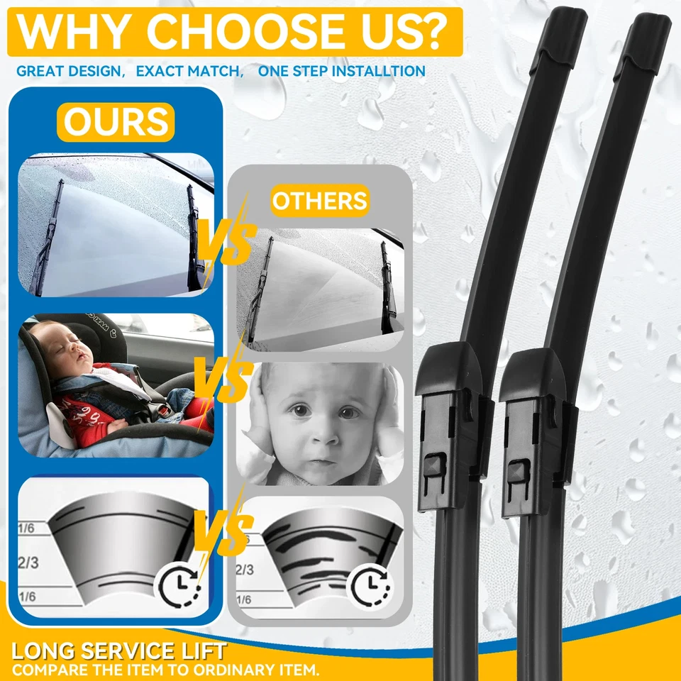 2Pcs Front Windshield Flat Wiper Blades For Lexus NX200 NX200t NX300h 2015-2020 - Image 3 of 4