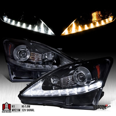 #ad Black Smoke Fits 2006 2009 Lexus IS250 IS350 LED Signal Projector Headlights $295.99