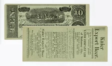 Chas. D. Kaier, Export Beer PENNSYLVANIA Ad on T-68 Confederate Facsimile AU