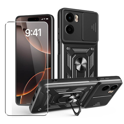 Case for Motorola Moto G05 / E15 Camera Lens Cover Stand Black