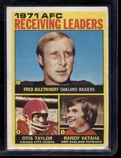 1972 Topps #5 AFC Receiving Leaders F. Biletnikoff O. Taylor R. Vataha