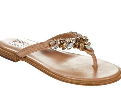 Naturalizer Women Size 7 Jeweled Crystal Slip On Slides, Flat  Strappy Sandals