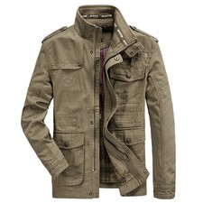 Autumn Men's Jacket Casual Stand Collar Cotton Business Coats Men Multi-pocket