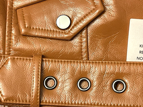 Veste moto Camila Coelho Florencia neuve avec étiquette caramel femme S simili cuir fausse fourrure - Photo 15/21