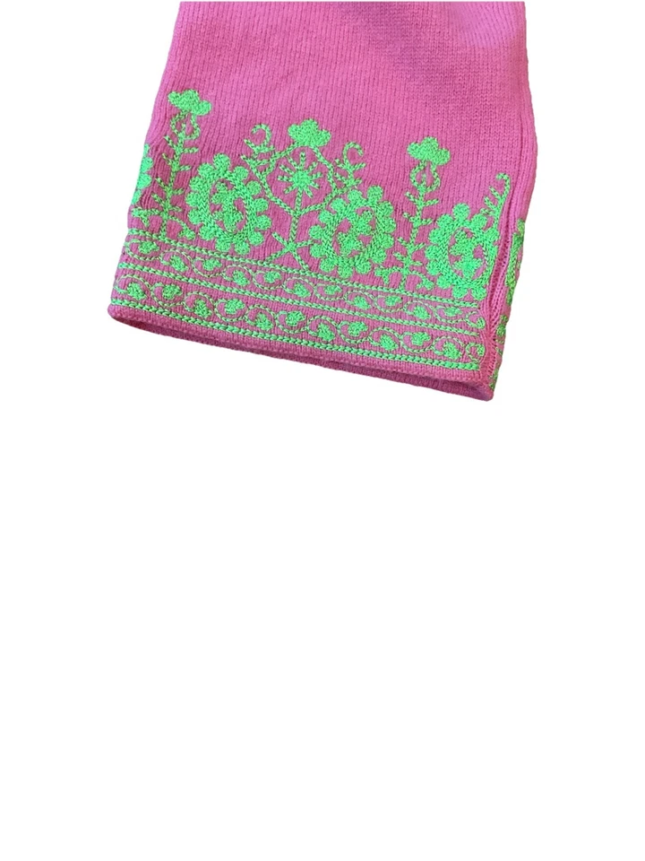Impresionante Suéter Túnica Pullover Lilly Pulitzer Rosa/Verde Cachemira Damas Talla LG Foto 2 de 4