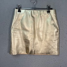Minifalda Longchamp para mujer talla 36 de cuero dorado metálico de cuero de cordero Italia