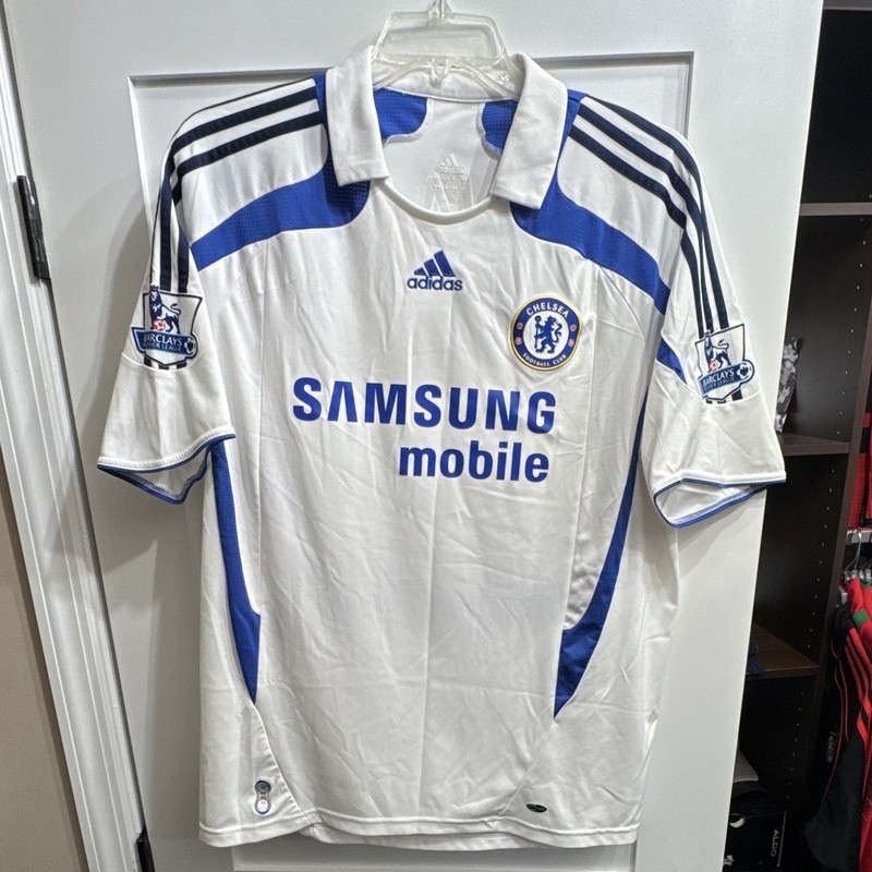 adidas Chelsea 2007 Carvalho #6 Soccer Jersey White/Blue Samsung Mobile PL Patch