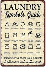 Laundry Symbols Guide - 8"x12"Retro Vintage Tin Metal Signs Vintage Laundry Room