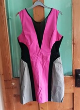 Miss Selfridge pink & black mesh detail mini party dress 16