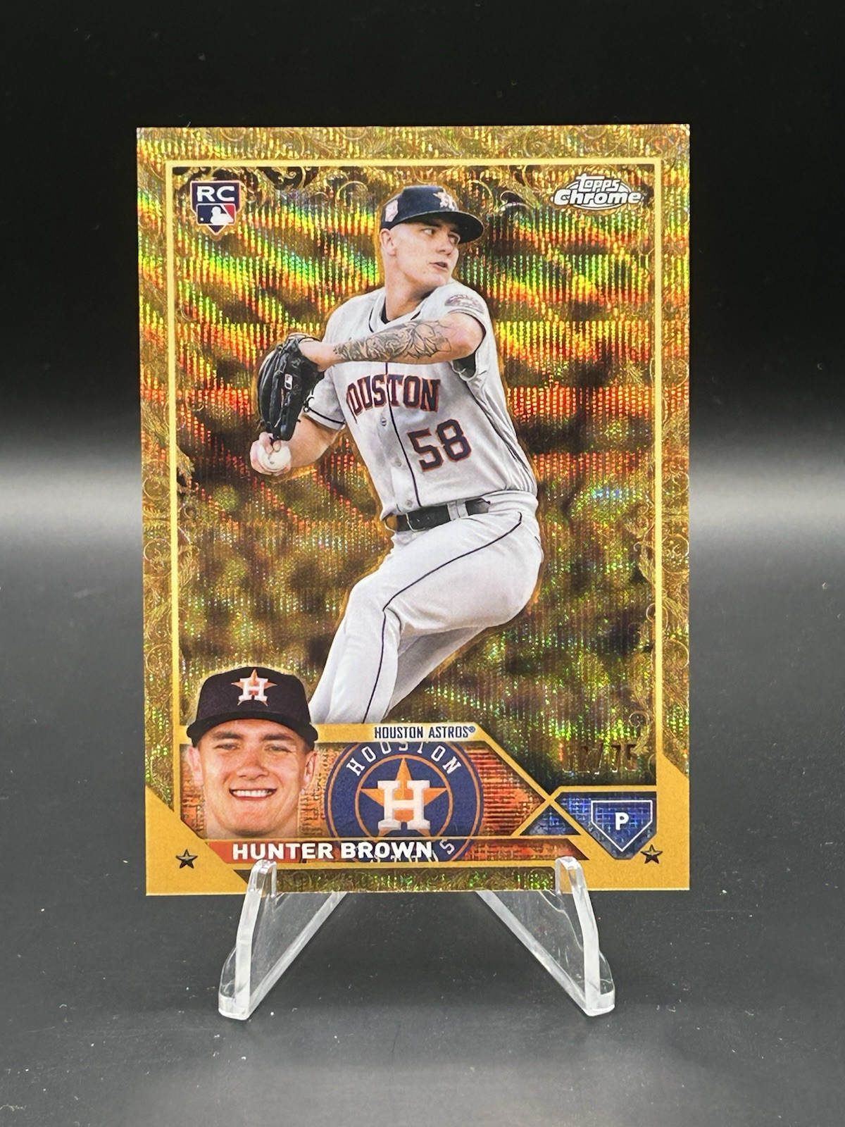 2023 Topps Chrome Gilded - Hunter Brown - Wave Gold Etch /75 - #147 RC