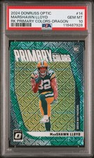 2024 DONRUSS OPTIC #14 MARSHAWN LLOYD RK PRIMARY COLORS-DRAGON PSA GEM MT 10