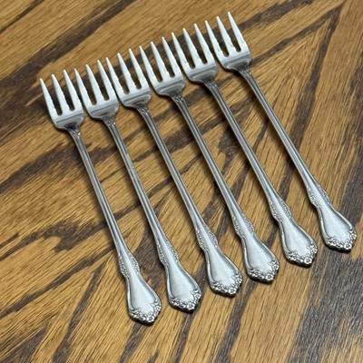 Oneida Mainsfield Wm A Rogers 6 Seafood Cocktail Forks 6 1/8  Stainless Flatware