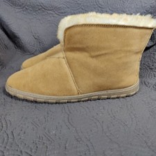 Cloud Nine Sheep Skin Suede Brown Moccasin Shearling Lined Comfy Slipper Men 9