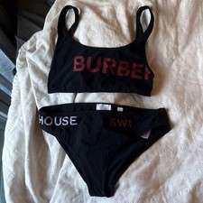 Used BURBERRY  Horseferry Women's Swimwear S size Black Bikini No Box Pool