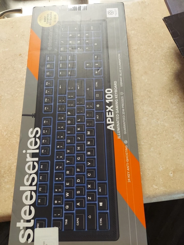 SteelSeries Apex 100 Gaming Keyboard - Blue LED Backlit, Silent Tactile Keys New - Image 2 of 2