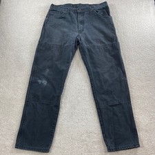 Dickies Carpenter Pants Mens 36x32 Meas 35x30.5 Black Double Knee Duck Canvas
