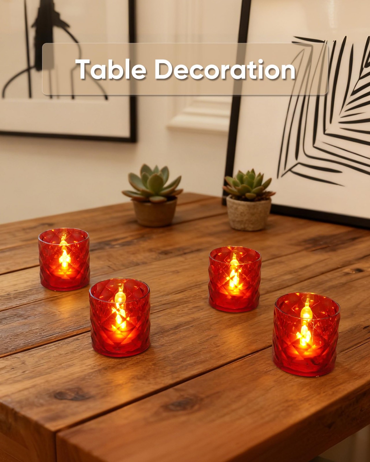 2" x 2" Acrylic Votive Candle Holders with Auto Timer Flameless Led Tealight,...