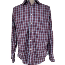 Oobe Men's L Plaid Long Sleeve Button-Up Shirt Red Blue