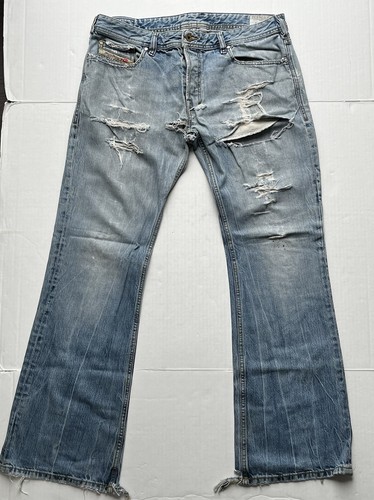 Diesel Zathan Jeans Mens 34x32 Wash 0072H Bootcut Button Fly (Needs Repair) Read