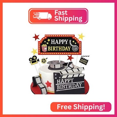 Movie Night Cake Topper Decorations - Movie Theater theme Happy Birthday Party F