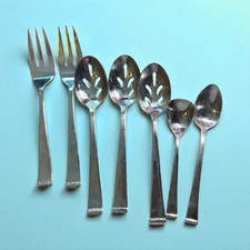 Reed & Barton R & B Everyday Stainless Serving Forks & Spoons Gatehouse LOT of 7