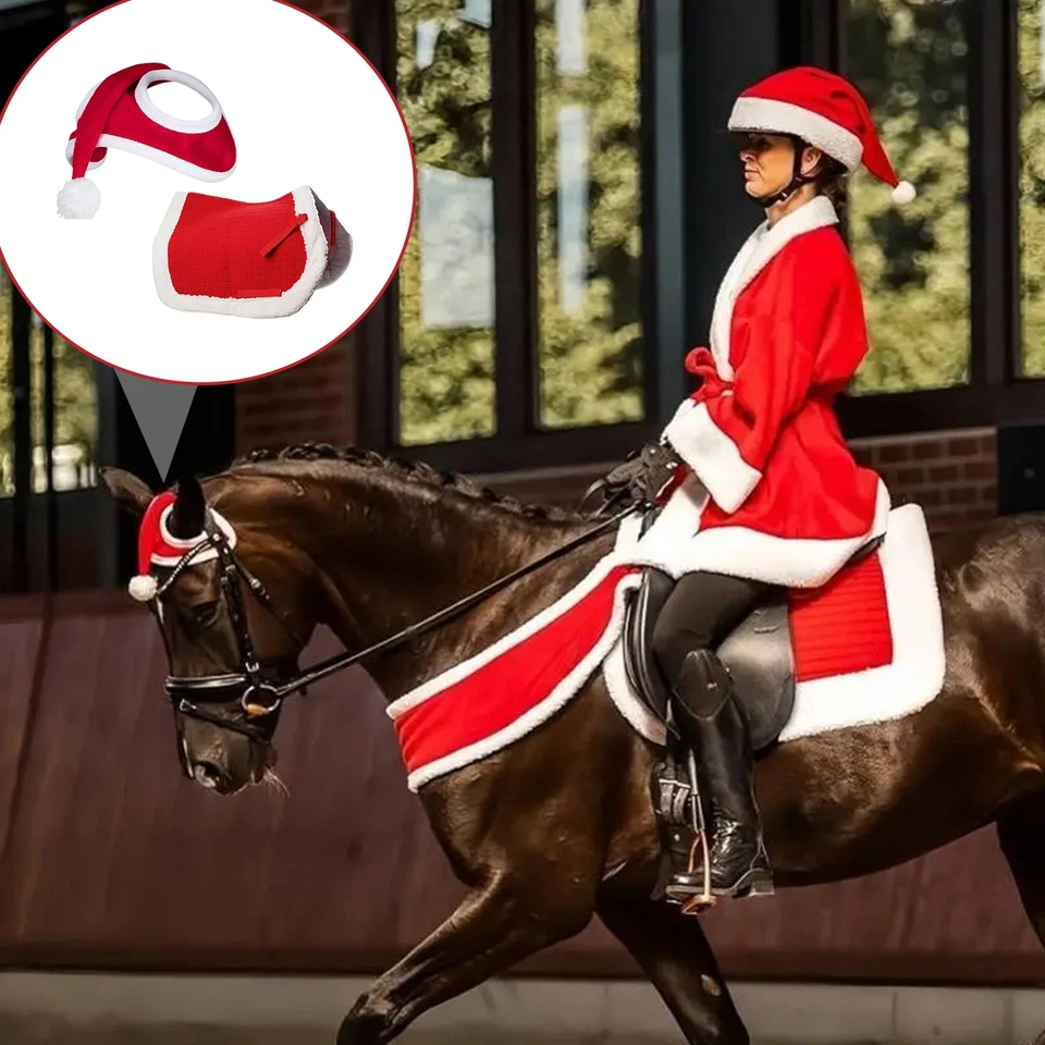 Christmas Horse Saddle Pad Hat Riding Race Xmas Fancy Dress - Image 2 of 4