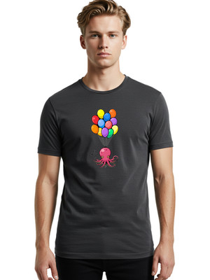 Fly-High-Octopus Mens Graphic Tee, 100% Cotton, Casual Summer Wear