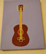 Hand Painted Art On Canvas music guitar acrylic painting OOAK 8 x 10 inches