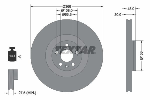 2 X Bremsscheibe Textar 92308905 FüR Volvo XC60 II-image